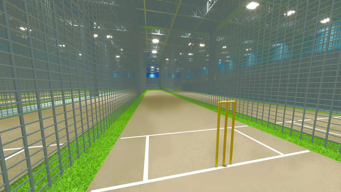 Indoor cricket lanes with netting