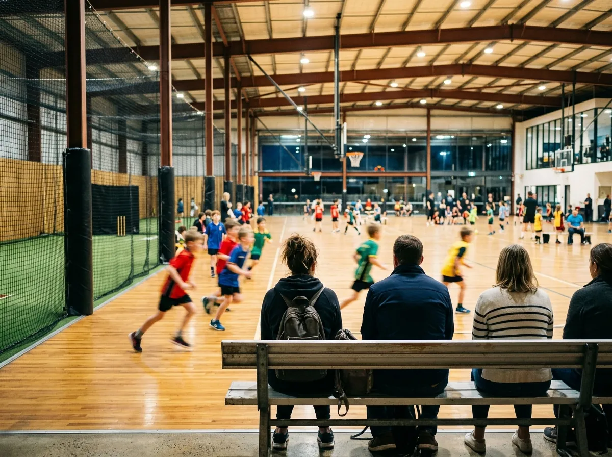 Families watching children play at the sports complex
